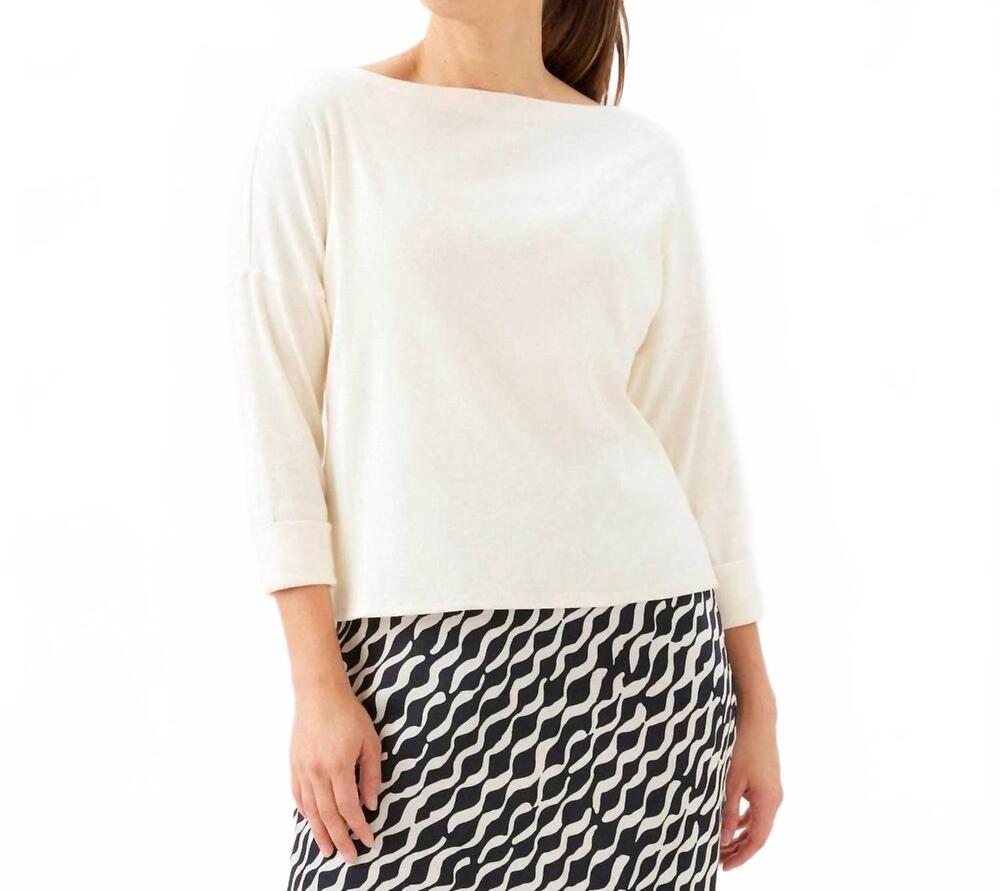 NEW KAREN KANE ribbed boatneck top in cream